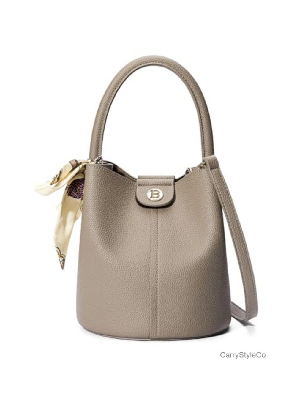Vegan Leather Bucket Crossbody Bag with Removable Strap Foldable